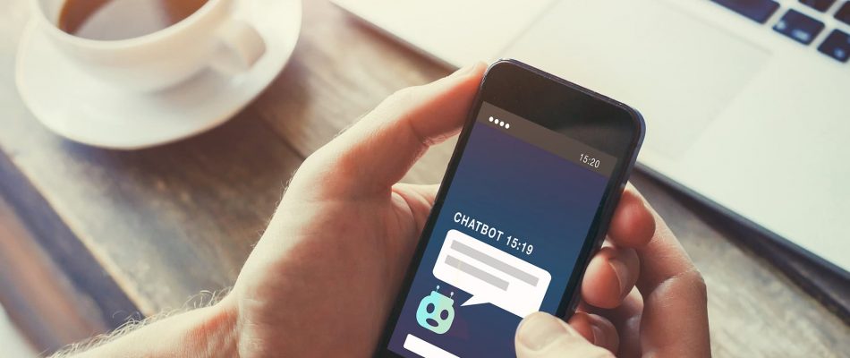 Person using chatbot on smartphone for customer service in Jacksonville.