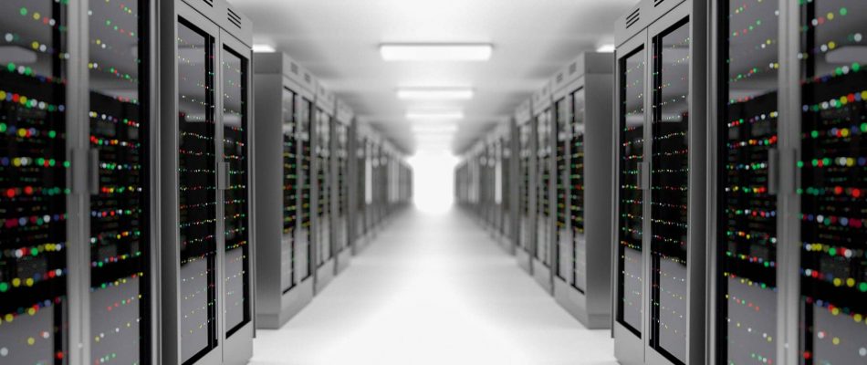 Data center with server racks and network equipment in Jacksonville, FL.